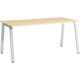 Schäfer Shop Select Schreibtisch Start Off, A-Fuß, Rechteck, Stahl/Holz, B 1600 x T 800 x H 735 mm, ahorn 