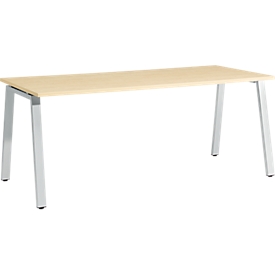 Schäfer Shop Select Schreibtisch Start Off, A-Fuss, Rechteck, Stahl/Holz, B 1800 x T 800 x H 735 mm, ahorn 