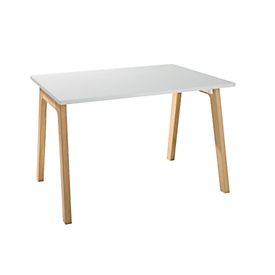Schäfer Shop Select Schreibtisch Start Off Wood, Rechteck, A-Fuß, B 1200 x T 800 x H 735 mm, lichtgrau/Holzoptik 