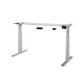 Schäfer Shop Select Schreibtischgestell Ergo-T, für Tischplatten 1200-1800 mm, elektrisch höhenverstellbar, H 725-1185 mm, T-Fuss, alusilber
