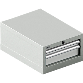 Schäfer Shop Select  Schubladenschrank 18-27, 2 Schübe (H 50/100mm), bis 200 kg, B 411 x T 572 x H 250 mm, lichtgrau/lichtgrau