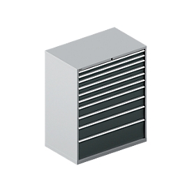 Schäfer Shop Select Schubladenschrank 64-36, 10 Schübe, bis 75 kg, B 1193 x T 725 x H 1450 mm, weißalu/anthrazitgrau