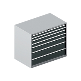 Schäfer Shop Select Schubladenschrank 64-36, 7 Schübe, bis 75 kg, B 1193 x T 725 x H 1000 mm, weißalu/anthrazitgrau