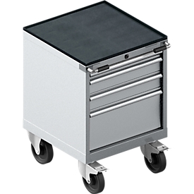 Schäfer Shop Select Schubladenschrank mit Rollen WSK 18-27, 4 Schübe, bis 75 kg, B 411 x T 572 x H 770 mm, weißaluminium/weißaluminium