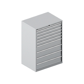 Schäfer Shop Select Schubladenschrank WSK 54-36, Stahl, 10 Schübe, bis 75 kg, B 1023 x T 725 x H 1450 mm, weissaluminium/weissaluminium