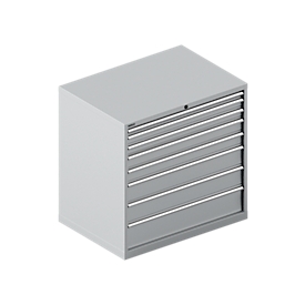 Schäfer Shop Select Schubladenschrank WSK 54-36, Stahl, 8 Schübe, bis 75 kg, B 1023 x T 725 x H 1000 mm, weissaluminium/weissaluminium