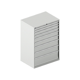 Schäfer Shop Select Schubladenschrank WSK 54-36, Stahl, 9 Schübe, bis 75 kg, B 1023 x T 725 x H 1450 mm, lichtgrau/lichtgrau