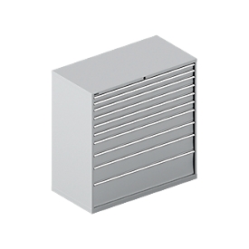 Schäfer Shop Select Schubladenschrank WSK 78–36 E, Stahl, 10 Schübe, 75 kg Traglast, B 1431 mm x T 725 mm x H 1450 mm, weißalu/weißalu