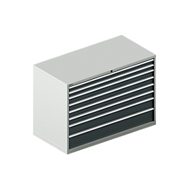 Schäfer Shop Select Schubladenschrank WSK 78–36 E, Stahl, 8 Schübe, 75 kg Traglast, B 1431 mm x T 725 mm x H 1000 mm, lichtgrau/anthrazitgrau