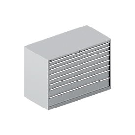 Schäfer Shop Select Schubladenschrank WSK 78–36 E, Stahl, 8 Schübe, 75 kg Traglast, B 1431 mm x T 725 mm x H 1000 mm, weißalu/weißalu