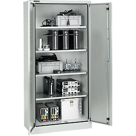 Schäfer Shop Select Schutzschrank nach IP 54, 4 Böden, B 950 x T 525 x H 1935 mm, weißaluminium RAL 9006