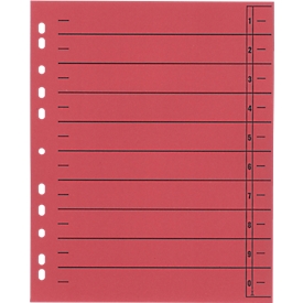 Schäfer Shop Select separadores, con pestañas, formato DIN A4, impresión lineal, perforación universal, 100 unidades, rojo