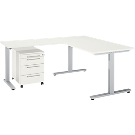 Schäfer Shop Select Set de mobilier de bureau 3 pièces Desk Start Off, rectangulaire, pied en T, L 1600 x P 800 x H 735 mm 