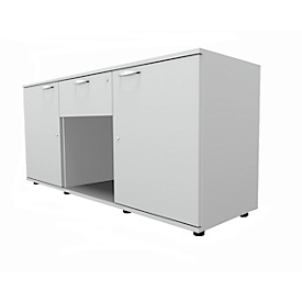 Schäfer Shop Select Sideboard, 2 portes + tiroir, verrouillable, Aggloméré, l. 1500 x P 420 x H 663 mm, gris clair