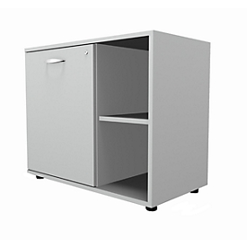 Schäfer Shop Select Sideboard, à porte pivotante, verrouillable, panneau de particules, l. 800 x P 420 x H 663 mm, réglable à gauche, gris clair