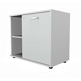 Schäfer Shop  Select Sideboard, met draaideur, afsluitbaar, spaanplaat, B 800 x D 420 x H 663 mm, rechts verstelbaar, lichtgrijs