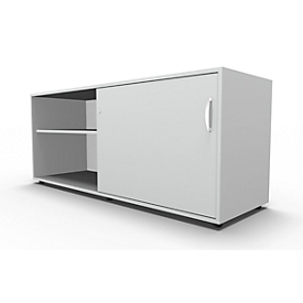 Schäfer Shop  Select Sideboard, met schuifdeur, afsluitbaar, spaanplaat, B 1600 x D 500 x H 663 mm, rechts monteerbaar, lichtgrijs