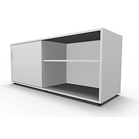 Schäfer Shop Select Sideboard, mit Schiebetür, abschliessbar, Spanplatte, B 1600 x T 500 x H 663 mm, links anstellbar, lichtgrau