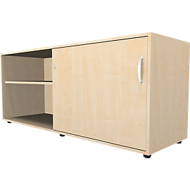 Schäfer Shop Select Sideboard, mit Schiebetür, abschließbar, Spanplatte, B 1600 x T 500 x H 663 mm, rechts anstellbar, Ahorn