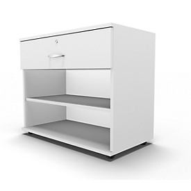 Schäfer Shop Select Sideboard, mit Schublade, abschliessbar, Spanplatte, B 800 x T 420 x H 663 mm, weiss