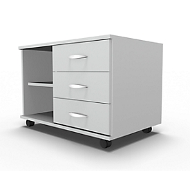Schäfer Shop Select Sideboard mobile, étagère + 3 tiroirs + tiroir-plumier, l. 800, réglable à droite, gris clair