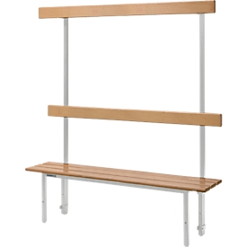 Schäfer Shop Select Sitzbank, für Umkleideräume, mit Rückwand, 5 Doppelhaken B 995 x T 310 x H 415 mm, lichtgrau