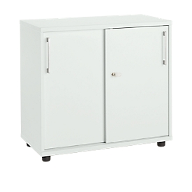 Schäfer Shop Select Sliding door sideboard, wood, 2 shelves, W 800 x D 421 x H 750 mm, light grey