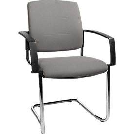 Schäfer Shop Select SSI Proline Visit P2 silla basculante, ergonómica, apoyabrazos, apilable hasta 4 piezas, acero y funda de tela, An. 480 x Pr. 480 x Al. 480 mm, aluminio plata/gris