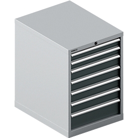 Schäfer Shop Select SSI SCHÄFER ladekast 27-36, 7 schuifladen, tot 75 kg, B 564 x D 725 x H 800 mm, antracietgrijs/blank aluminium