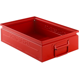 Schäfer Shop Select stacking box, 16 l, 100 kg, L 478 x W 307 x H 120 mm, steel, RAL 3000 (fire red)