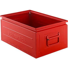Schäfer Shop Select stacking box, 25 l, 120 kg, L 478 x W 307 x H 200 mm, steel, RAL 3000 (fire red)