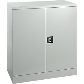 Schäfer Shop Select Stahlschrank, 2 OH, 2 höhenverstellbare Einlegeböden, Drehzylinderschloss, B 916 x T 422 x H 1000 mm, lichtgrau RAL 7035/lichtgrau RAL 7035