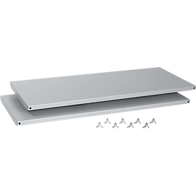 Schäfer Shop  Select Stalen legborden, blank aluminium, 1200 mm breed, 2 stuks