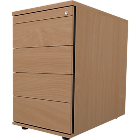 Schäfer Shop Select Standcontainer 13333, 1 Utensilienauszug, abschließbar, 3 Schübe, B 428 x T 800 x H 740 mm, Buche