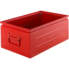 Schäfer Shop Select stapelbak, 29,5 l, 50 kg, L 527 x B 308 x H 200 mm, staal, RAL 3000 (vuurrood)