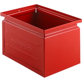 Schäfer Shop Select stapelbak, 3,5 l, 8 kg, L 210 x B 147 x H 130 mm, staal, RAL 3000 (vuurrood)