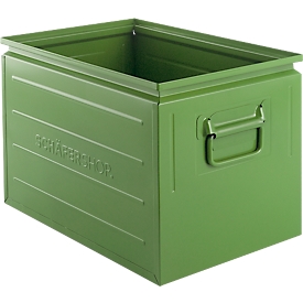 Schäfer Shop Select stapelbak, 40 l, 150 kg, L 480 x B 308 x H 301 mm, staal, RAL 6011 (resada groen)