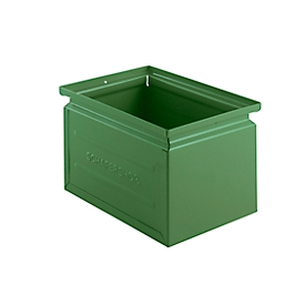 Schäfer Shop Select Stapelbox, 3,6 l, 8 kg, L 200 x B 140 x H 130 mm, Stahl, RAL 6011 (resadagrün)
