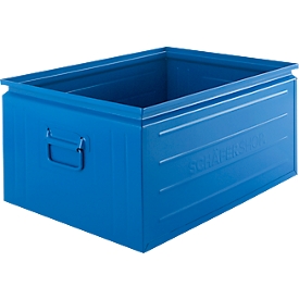 Schäfer Shop Select Stapelbox, 83 l, 250 kg, L 658 x B 459 x H 300 mm, Stahl, 5015 (himmelblau)