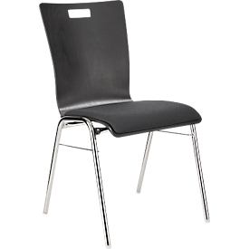 Schäfer Shop Select Stapelstuhl Schwarzgrau, stapelbar bis 10 Stück, desinfektionsmittelbeständig, mit Stoffpolster, B 430 x T 410 x H 450 mm, Holz & Stahl