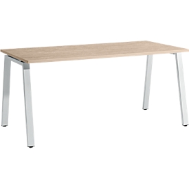 Schäfer Shop Select Start Off bureau, A-poot, rechthoekig, staal/hout, B 1600 x D 800 x H 735 mm, eiken decor