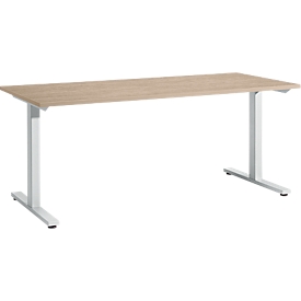 Schäfer Shop Select Start Off bureau, T-voet, rechthoekig, staal/hout, B 1800 x D 800 x H 735 mm, eiken decor