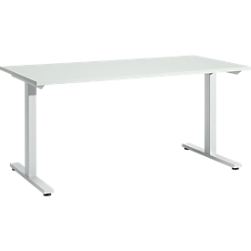 Schäfer Shop  Select Start Off bureautafel, T-poot, rechthoekig, staal/hout, B 1600 x D 800 x H 735 mm, lichtgrijs 