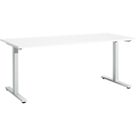 Schäfer Shop  Select Start Off bureautafel, T-poot, rechthoekig, staal/hout, B 1800 x D 800 x H 735 mm, wit 