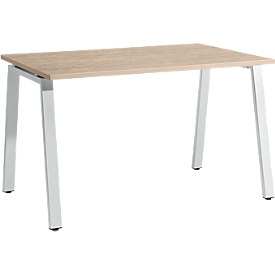 Schäfer Shop Select Start Off Desk, A-Leg, Rectangular, Steel/Wood, W 1200 x D 800 x H 735 mm, Oak Finish