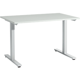 Schäfer Shop Select Start Off desk, T-foot, rectangular, steel/wood, W 1200 x D 800 x H 735 mm, light gray 