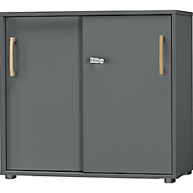 Schäfer Shop Select Start Off Hout schuifdeurkast, 2 OH, afsluitbaar, hout, B 800 x D 420 x H 788 mm, grafiet