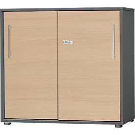 Schäfer Shop Select Start Off schuifdeurkast, 2 OH, afsluitbaar, B 800 x D 420 x H 788 mm, hout, grafiet/mapulier