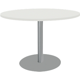 Schäfer Shop Select Table avec pied à disque, ø 1200 x H 617-817 mm, blanc 