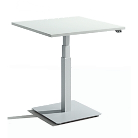 Schäfer Shop Select Table d'appoint mono-colonne Start Off, réglable en hauteur électriquement, L 800 x P 800 mm, gris clair 
